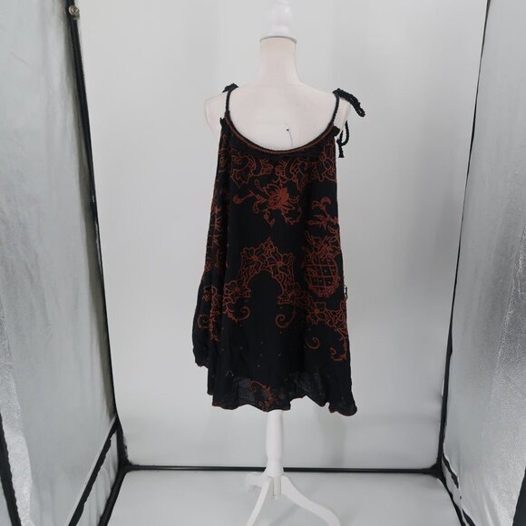 Free People Black/Brown Adjustable Braided Straps Loose Fit Dress, Small NWT - Picture 10 of 10